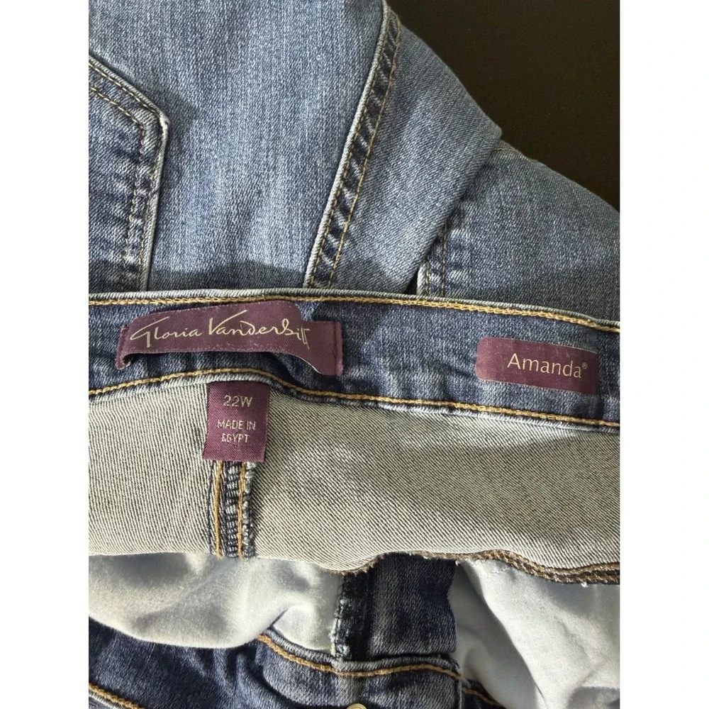 Gloria Vanderbilt Amanda Jeans 22W Blue Excellent Straight Leg High Rise Stretch
